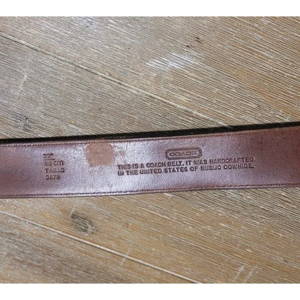 Vtg Coach Tabac 3878 Nubuc Brown Leather Belt 32 Waist Size